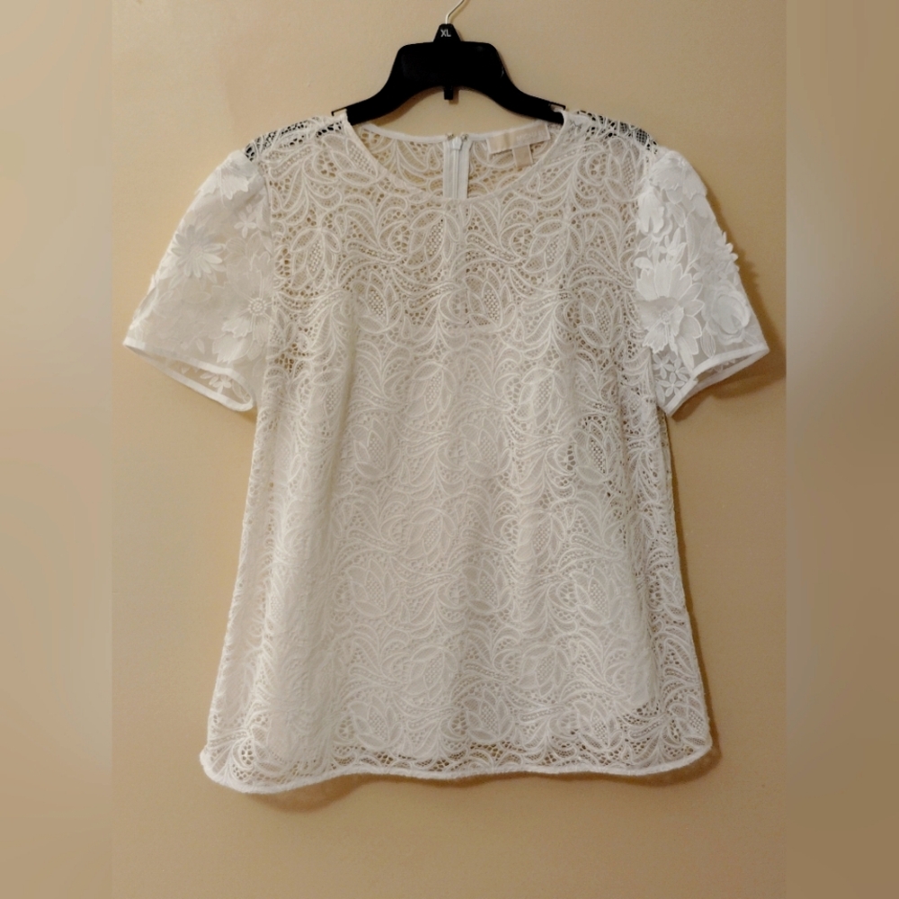 Michael Kors Elegant White Lace Top